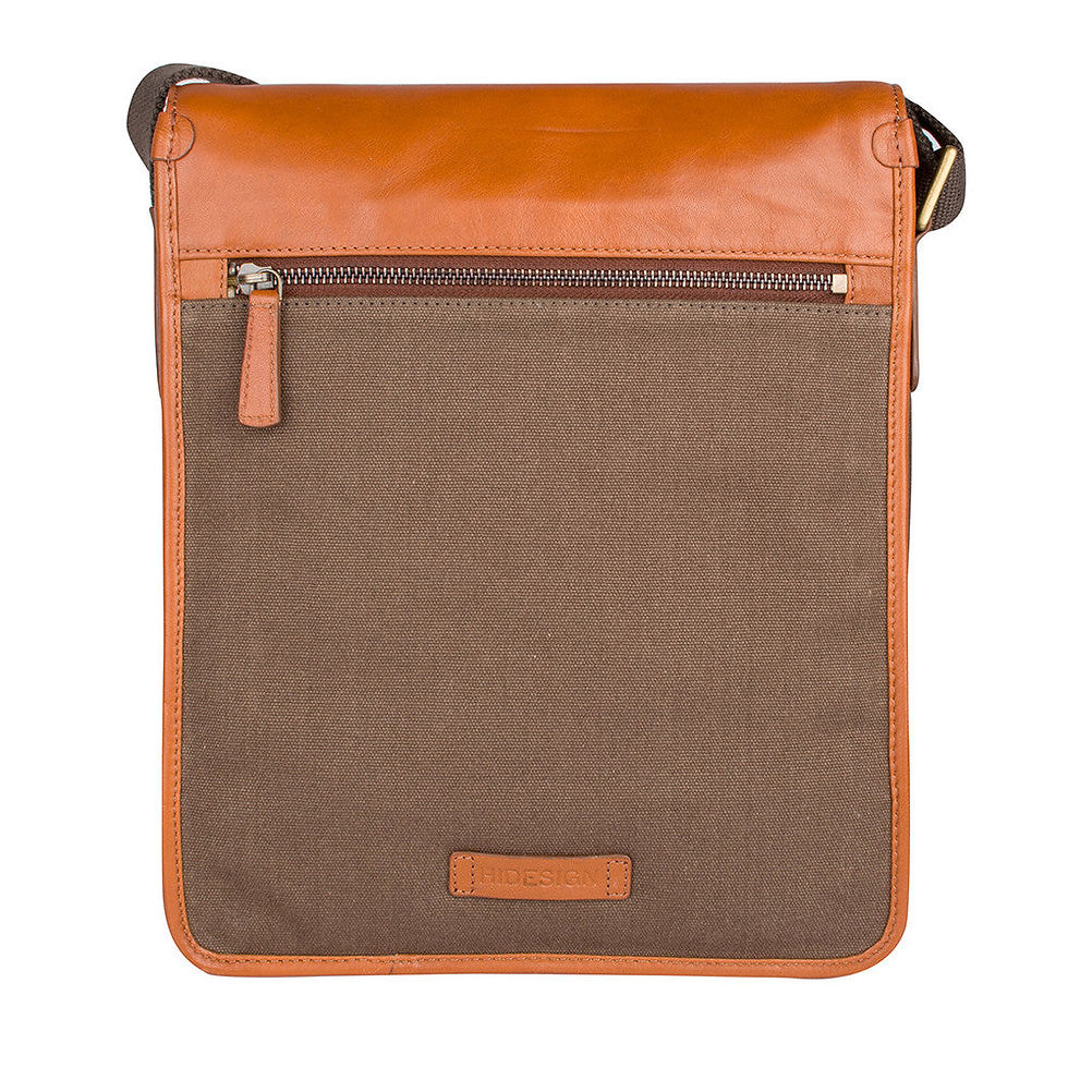 Thumbnail: Aiden Genuine Leather and Canvas Medium Crossbody Men/Women Shoulder Bag
