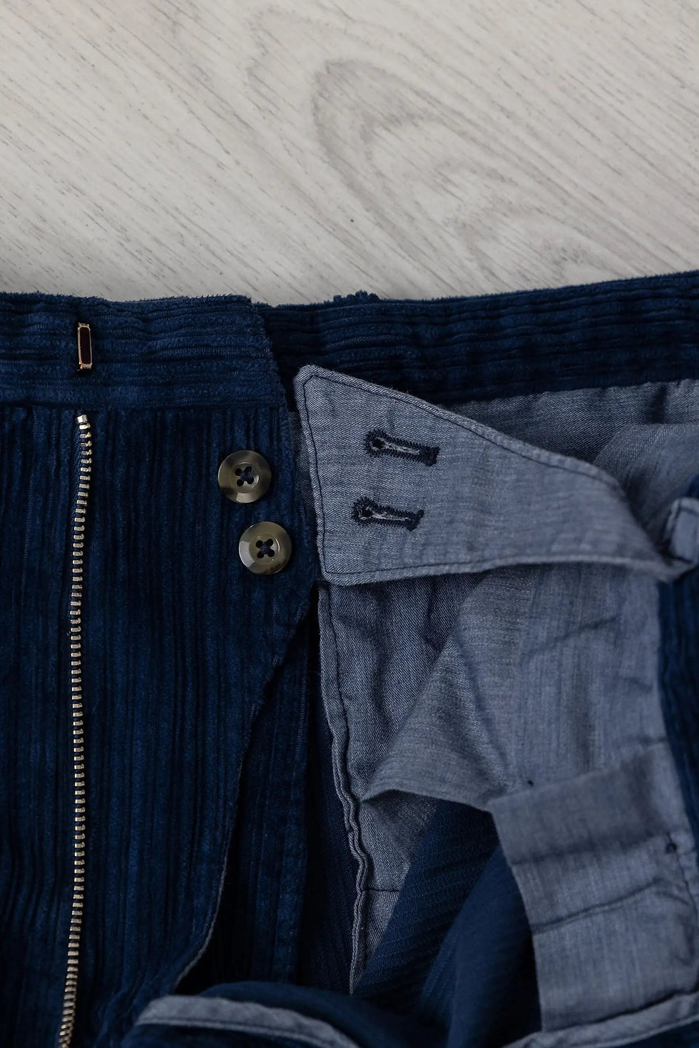 Thumbnail: Autumn Winter Blue Velvet Chino Trousers