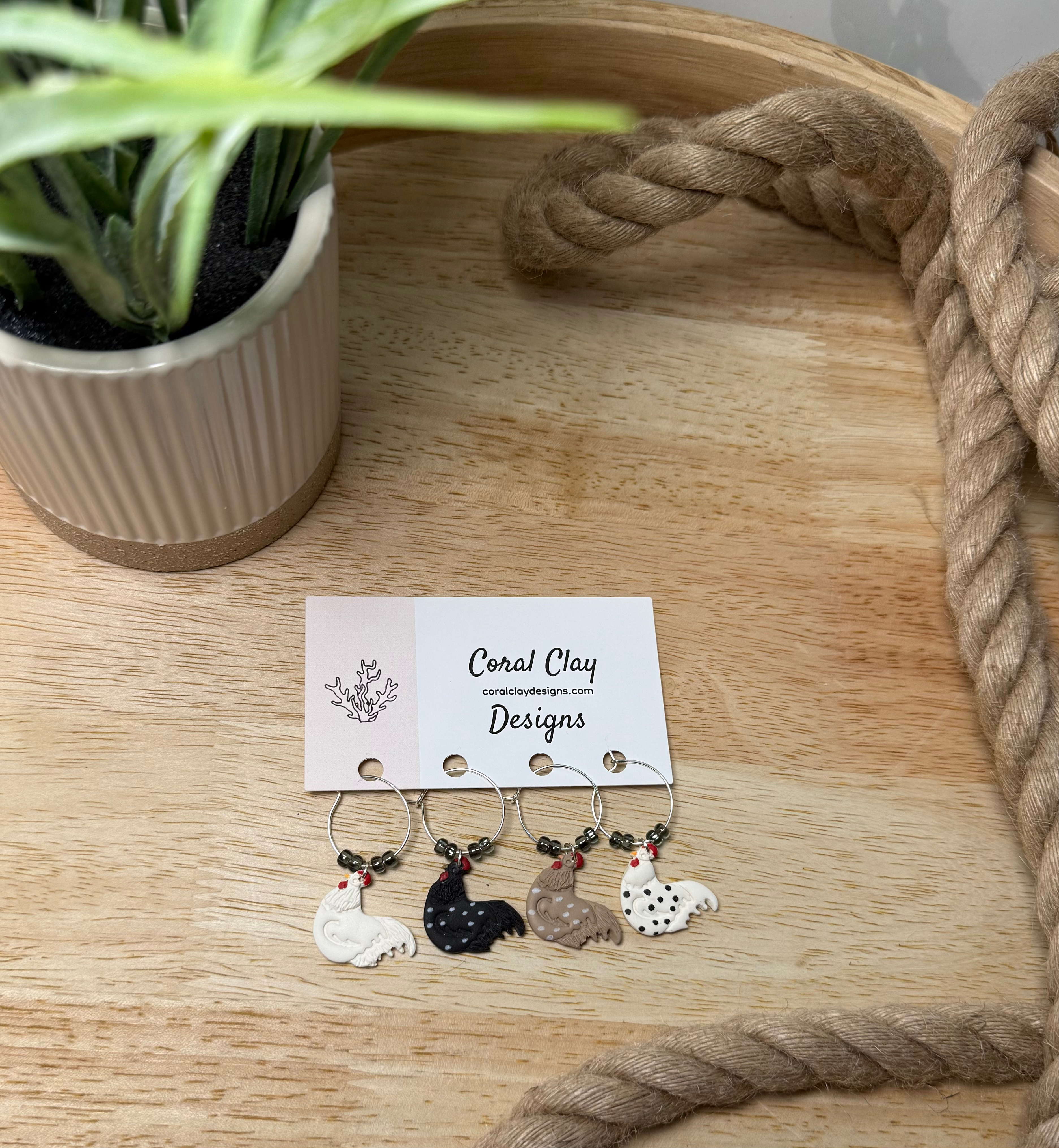 Set of 4 Chicken Charms