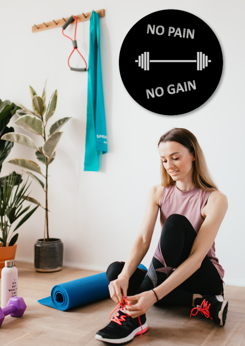 Thumbnail: No pain, no gain home gym sign