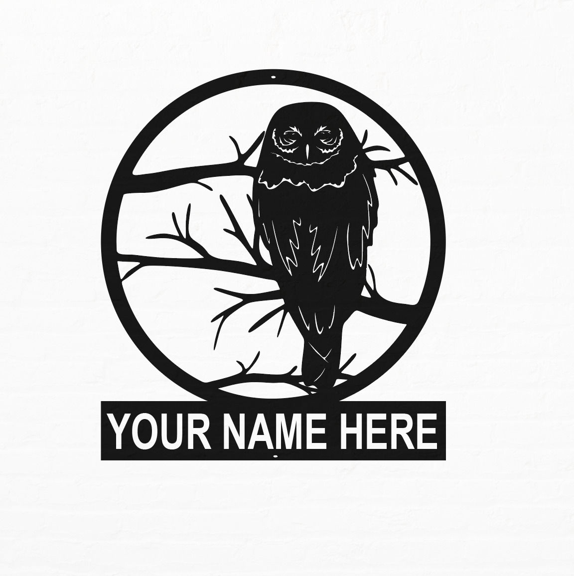 Owl in circle frame with custom text or name