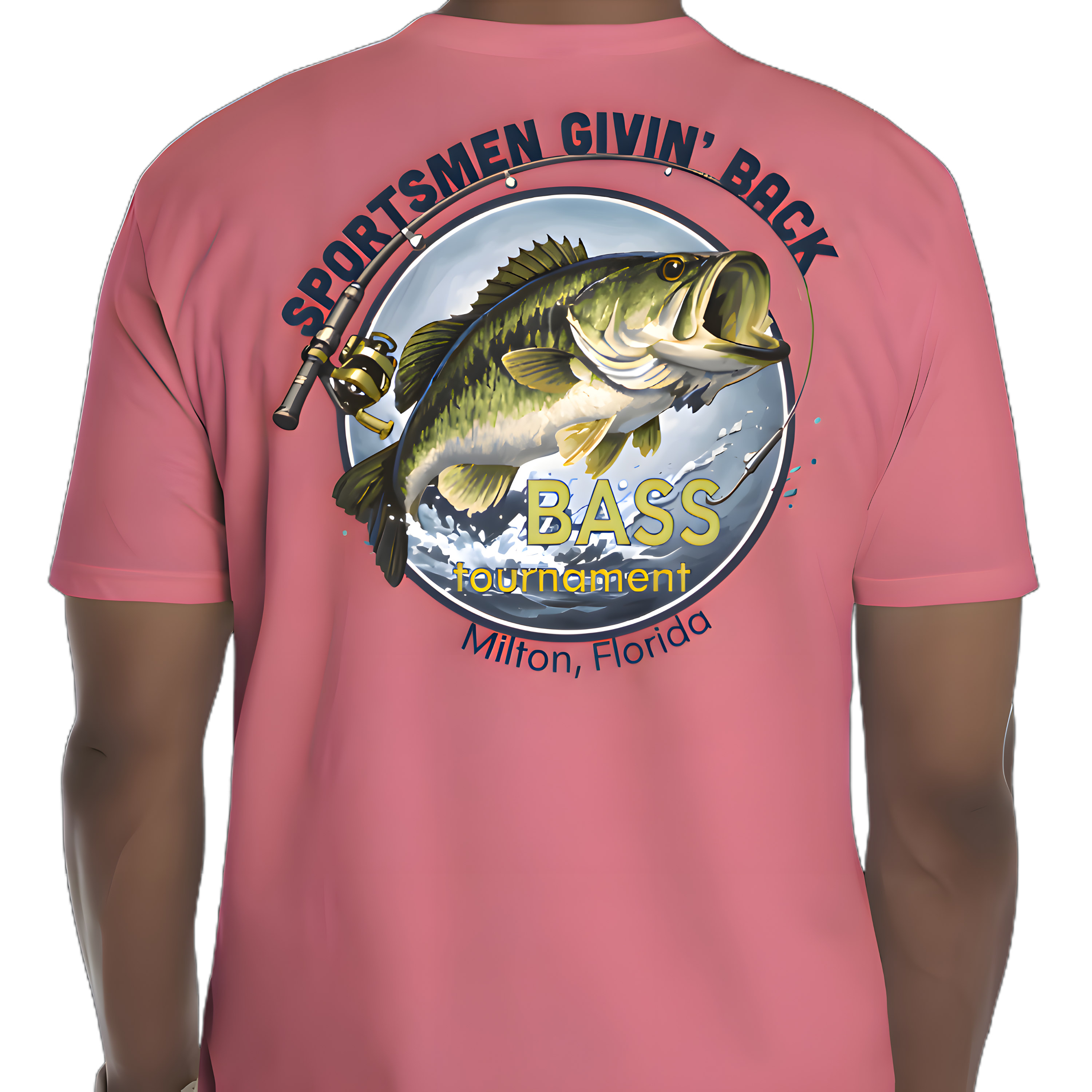 SGB Bass Tournament T-Shirt - Colored Back Design - Coral