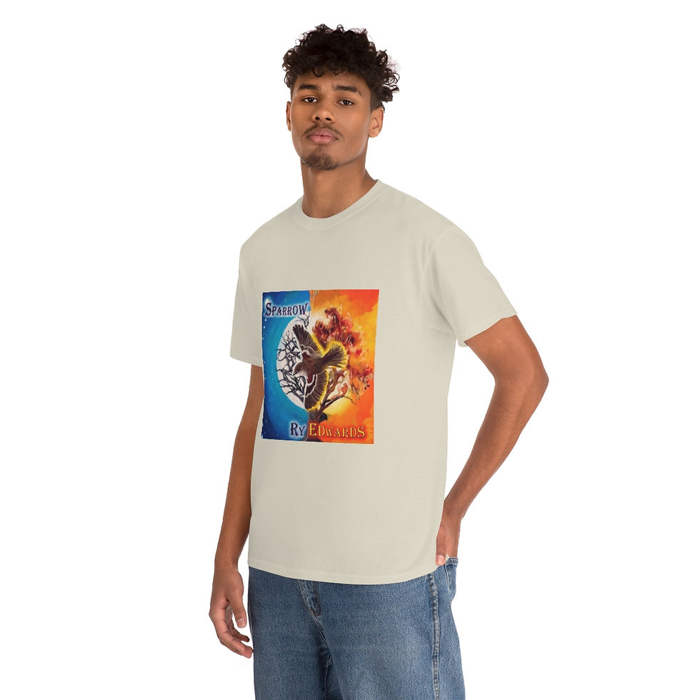Thumbnail: "Sparrow of Fire and Night" - T-Shirt (Click to see color options)