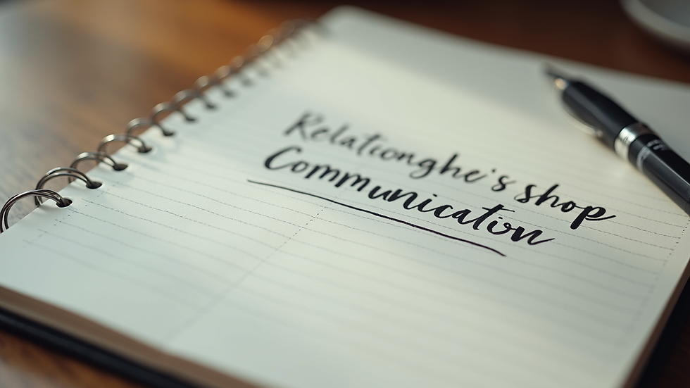 Close-up view of a notebook with relationship communication notes