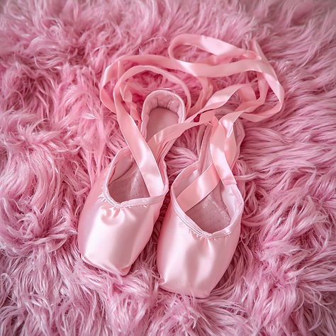 Pink ballet slippers on a pink fuzzy ground.jpg