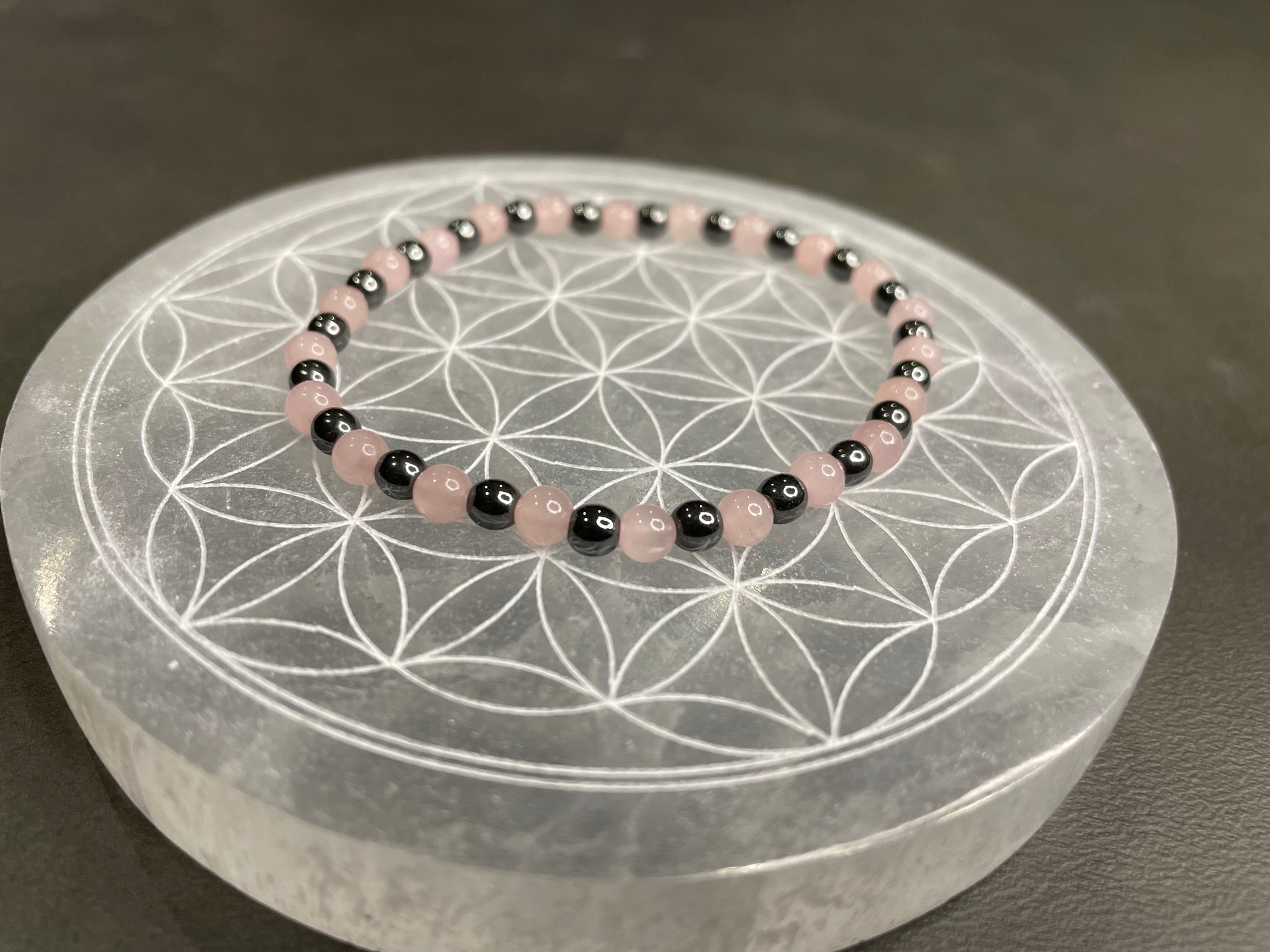 Bracelet Hématite / Quartz Rose