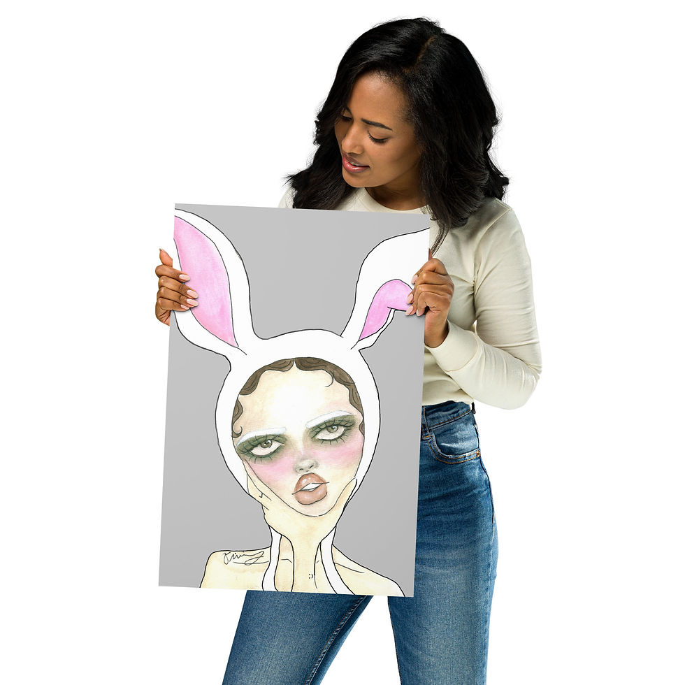Thumbnail: Bunny Head Grey - Print