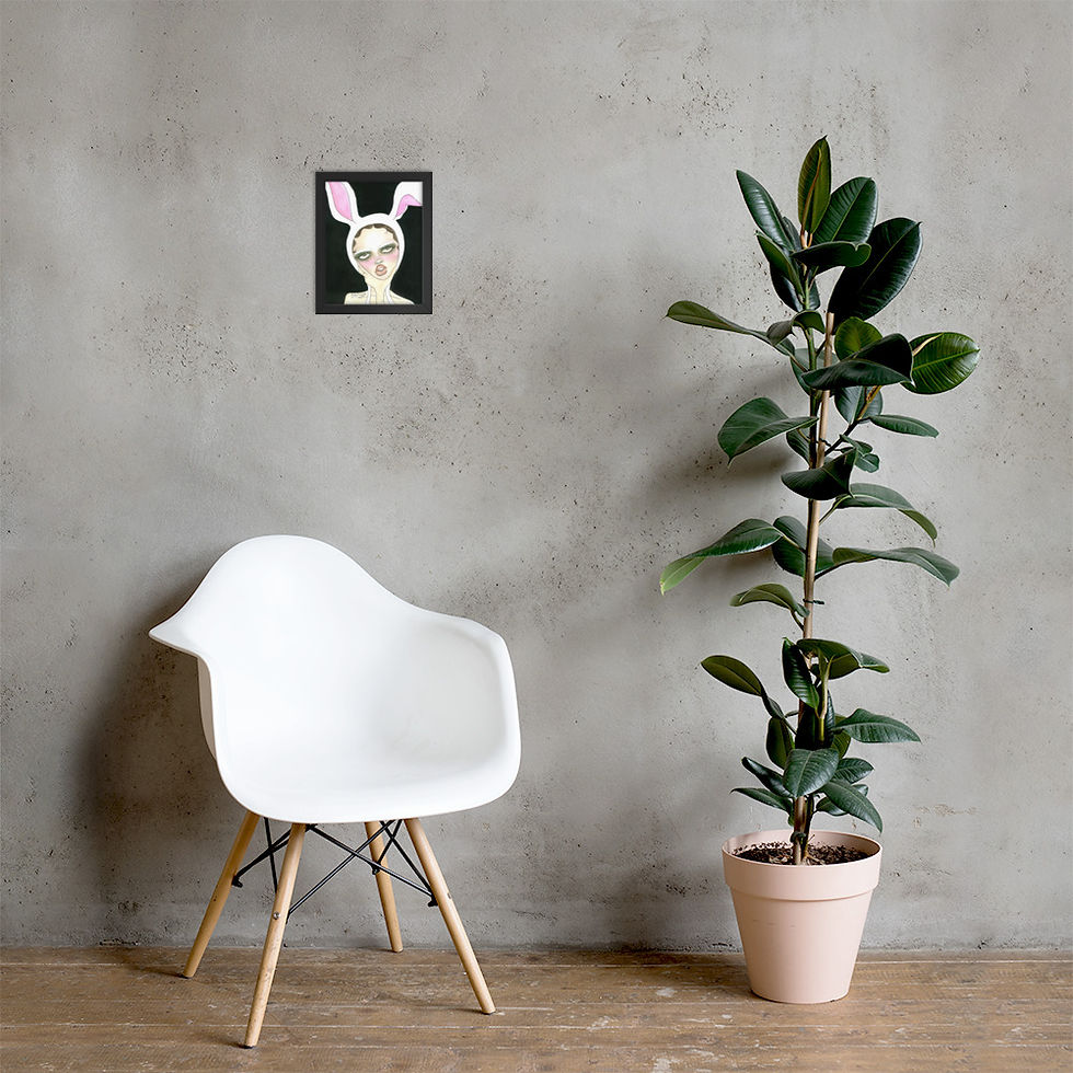 Thumbnail: Bunny Head Black - Framed