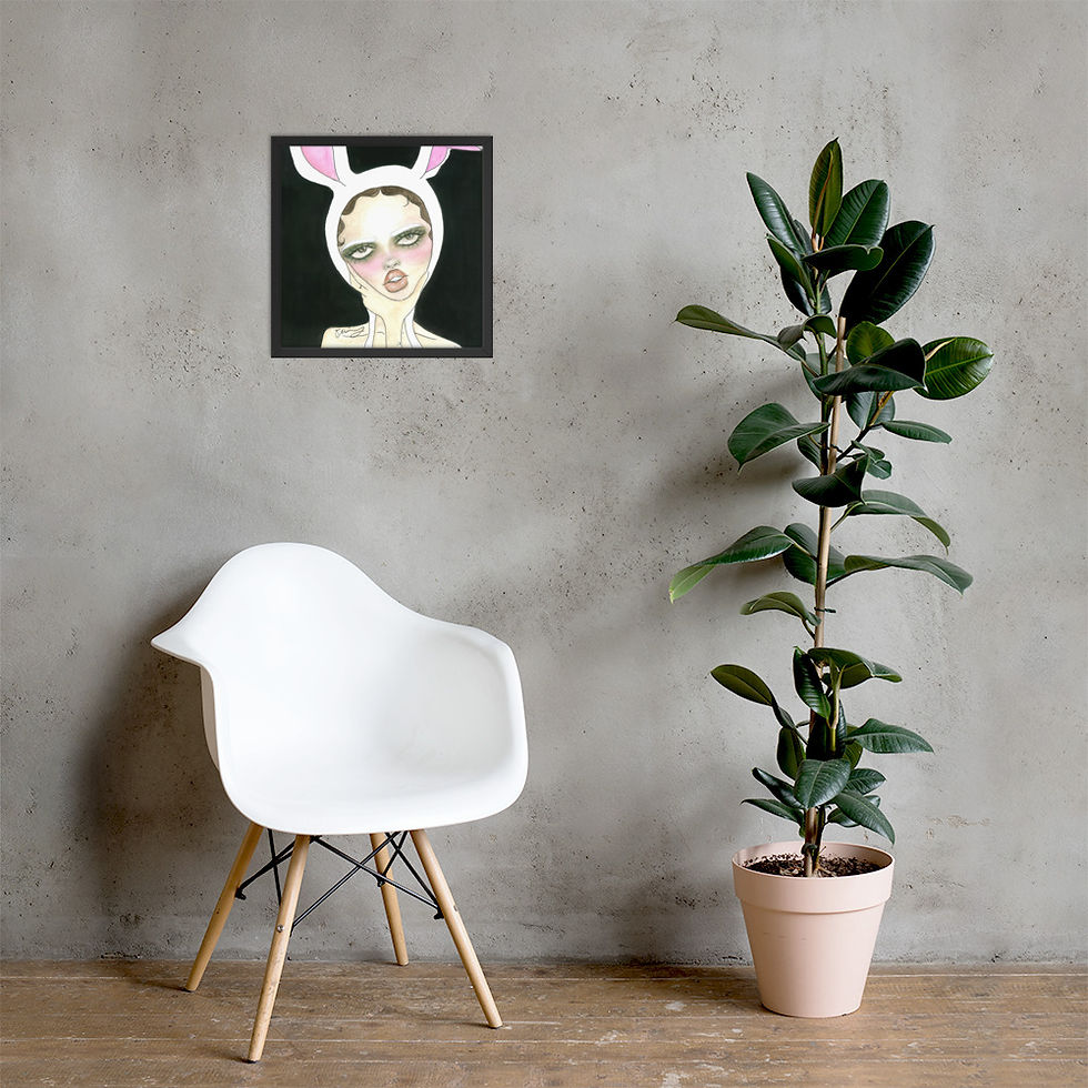 Thumbnail: Bunny Head Black - Framed