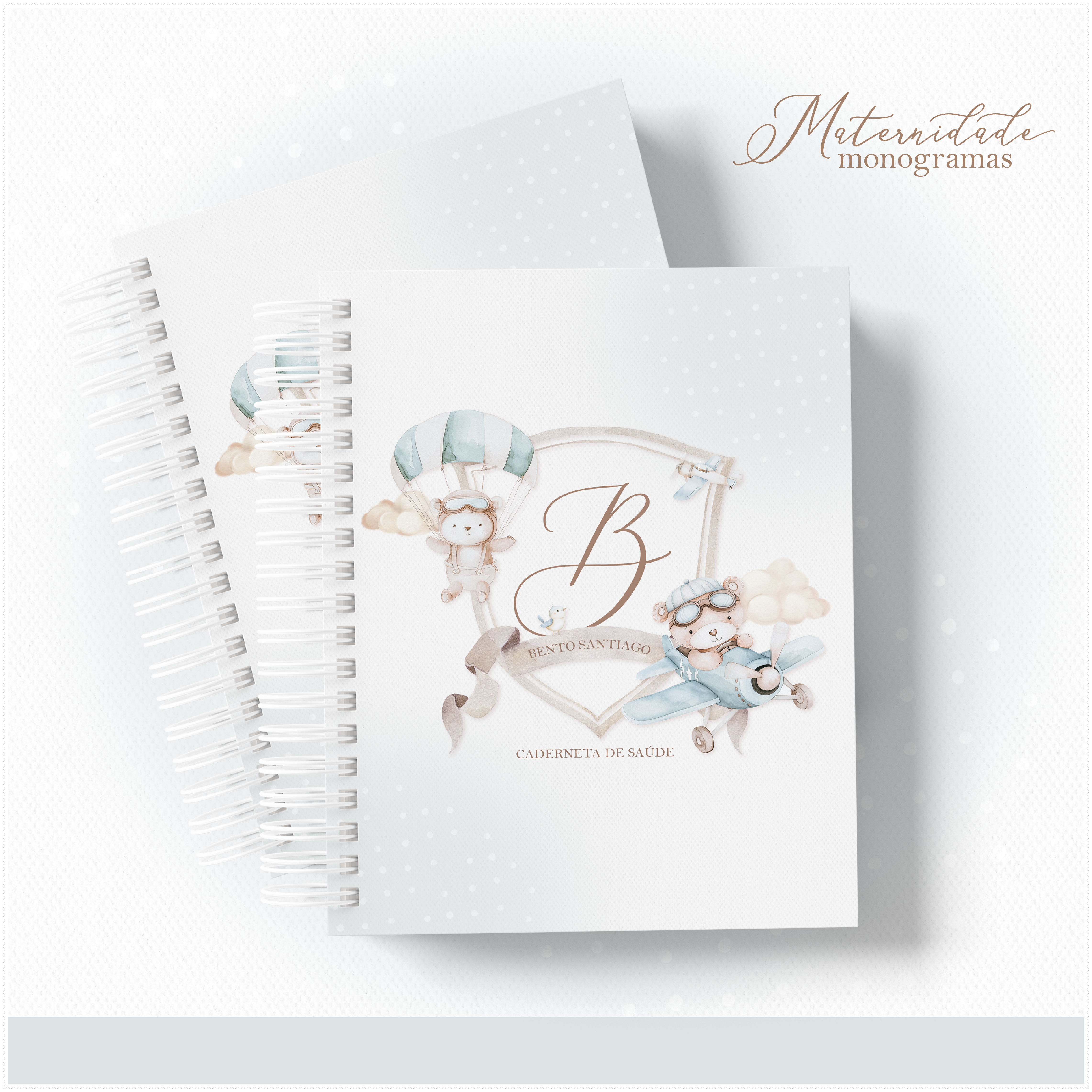Caderneta de Saúde Monograma Urso Aviador