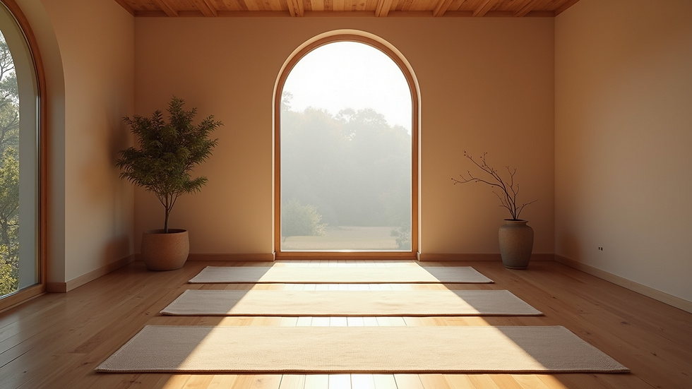 High angle view of a serene yoga space