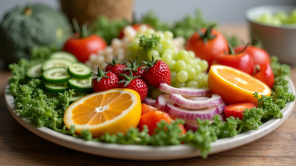 Close-up view of a nutrition plan with colorful healthy foods