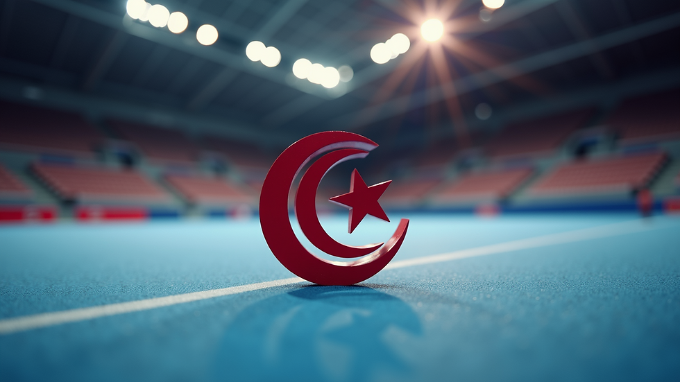 High angle view of the Turkey Gymnastics Federation logo