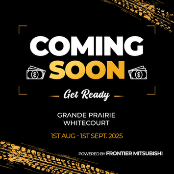 Web banner, social media, and poster design for Frontier Mitsubishi and Frontier Auto $10,000 giveaway campaign. Promotional graphics feature bold typography, vibrant colors, and clear messaging to attract customers, boost engagement, and strengthen automotive brand visibility.
