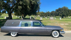 1975 Cadillac Miller Meteor (Coach #17), camera-ready vintage funeral car for thriller productions in Long Beach