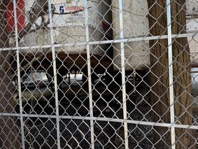 Welded Tensions bars in a chain link fence. Hole repair in delta. Chain link fence repair with welded tension bars