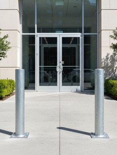 Galvanized Steel Bollards Installed for Commercial Office Entrance in Langley, BC