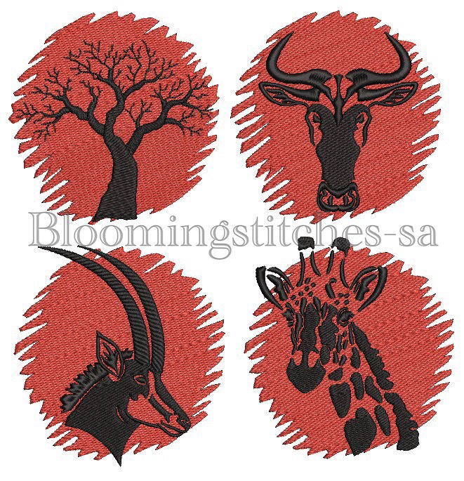 Sunset Silhouette African Animals SET 5