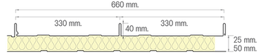 หลังคาอาควาไลน์ TRIPLE_SEAM_INSULATED_660 DIMENSION