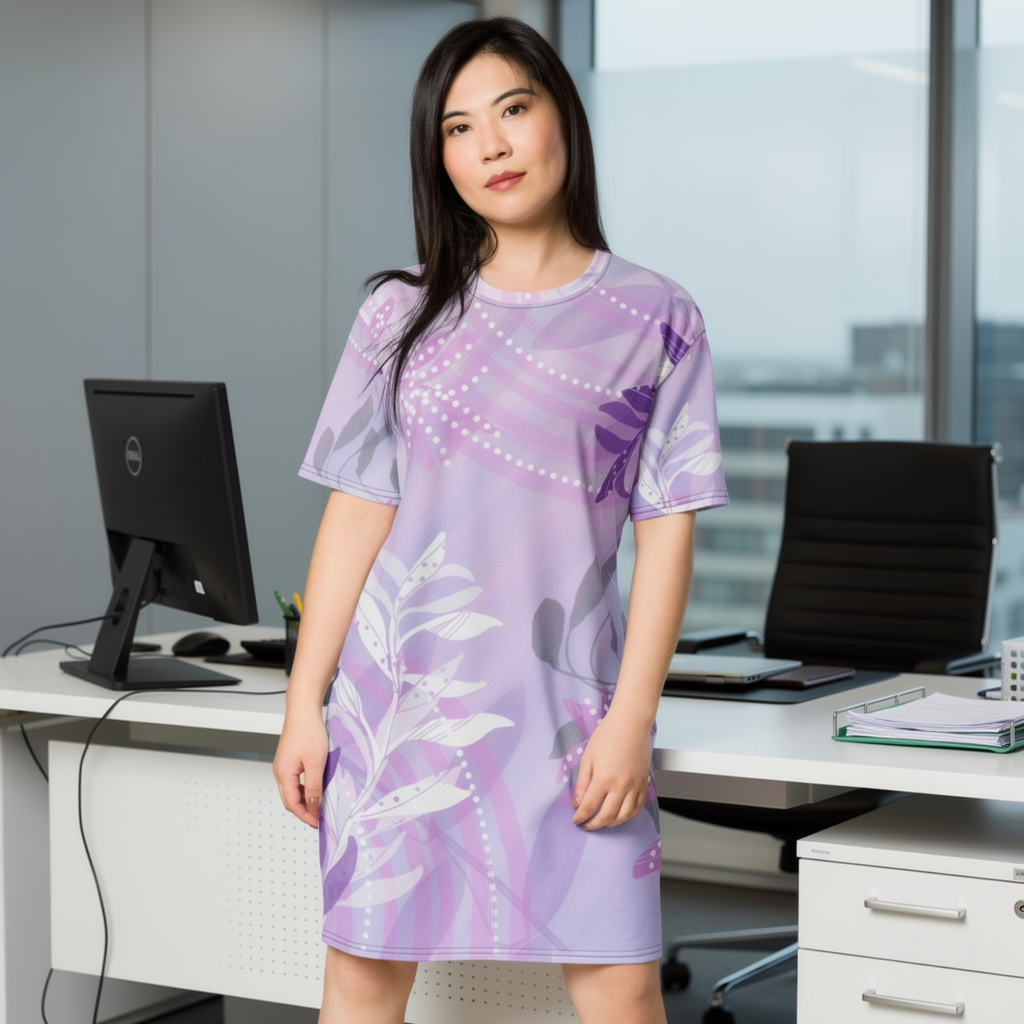 Purple Miranda Abstract Floral T-shirt Dress