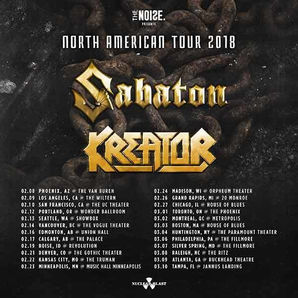 North American tour 2018 SABATON with KREATOR!