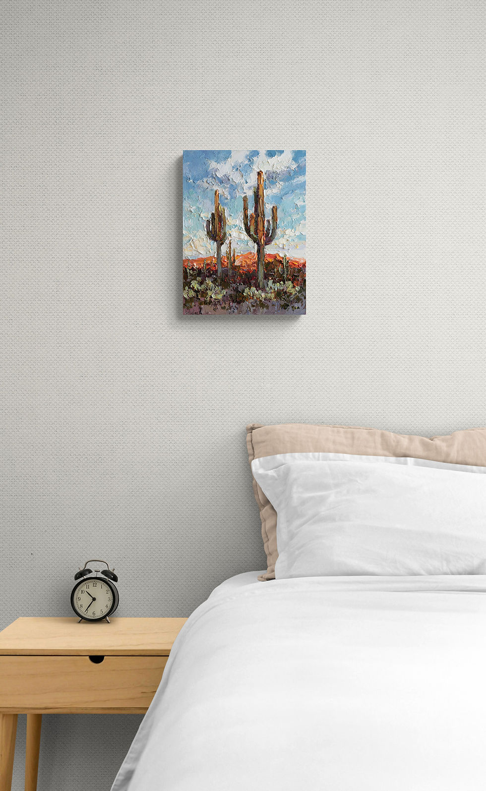Thumbnail: Saguaros at Sunset painting | 30 x 40 cm | 12 x 16 in