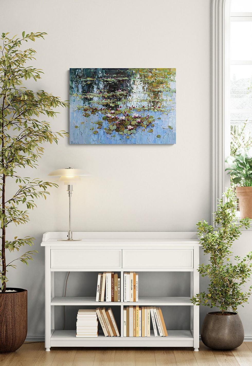 Thumbnail: Floral pond painting as elegant wall art