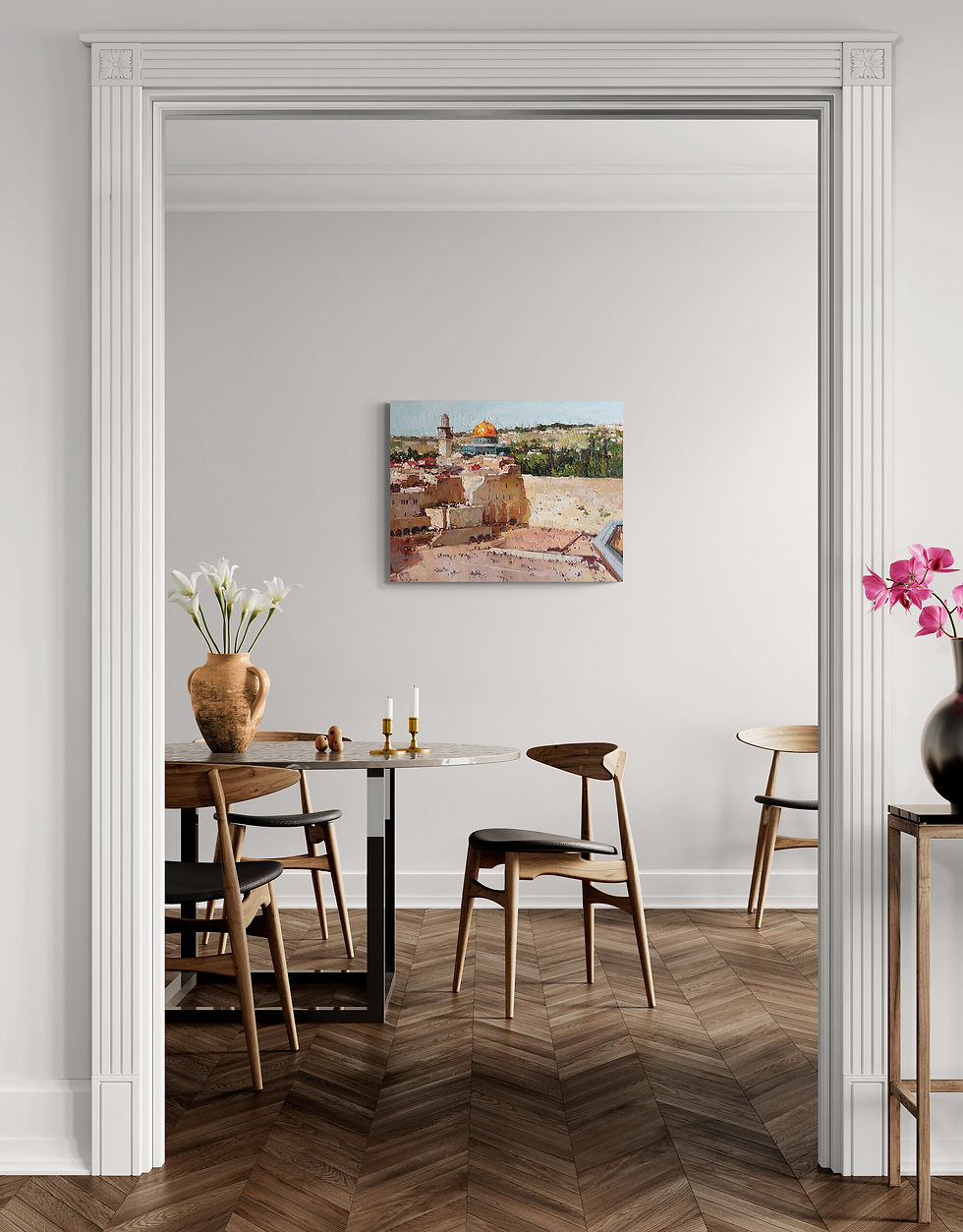 Thumbnail: Historic cityscape painting of Jerusalem bringing warmth to home interiors