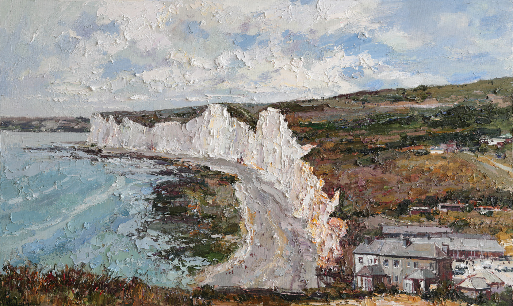 Original oil painting of the Seven Sisters chalk cliffs in England