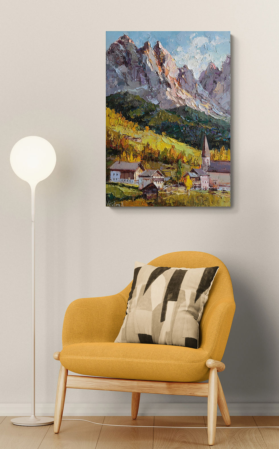 Thumbnail: Sunlit Dolomites painting | 50 x 70 cm | 20 x 28 in