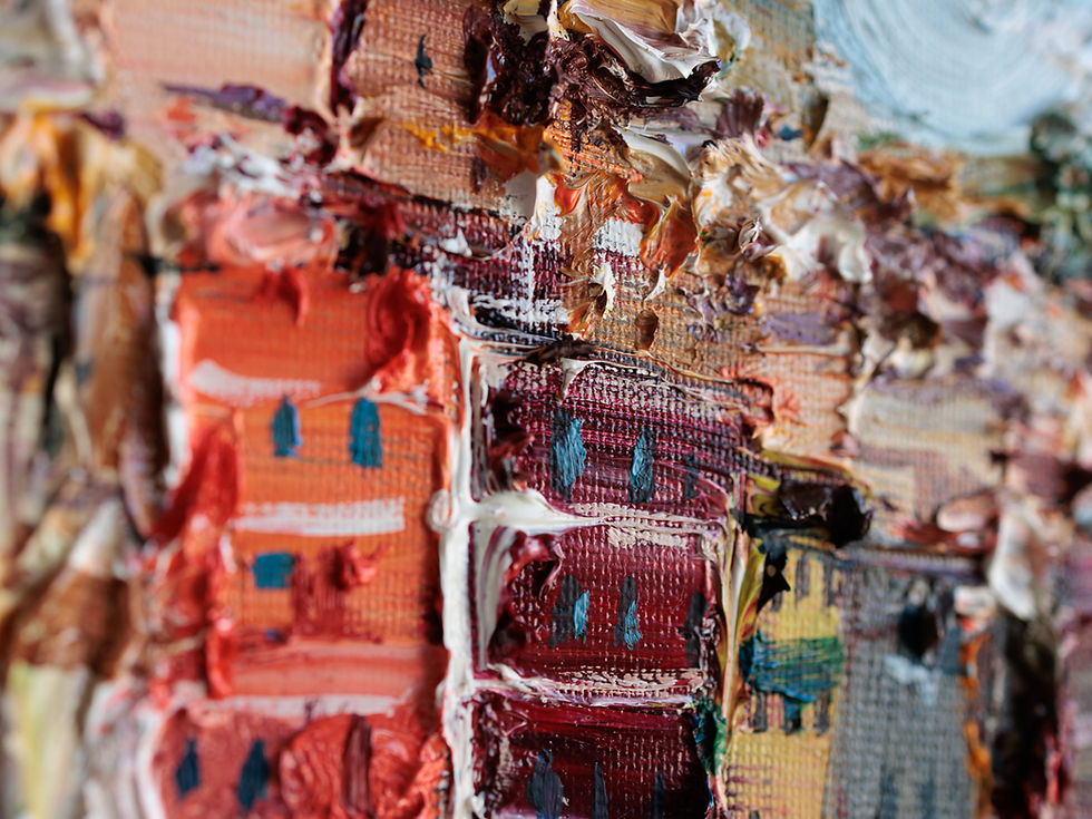 Thumbnail: Close-up of textured oil painting of Riomaggiore houses