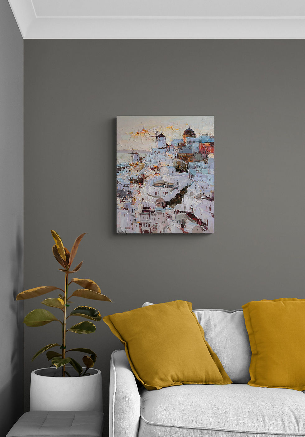 Thumbnail: Santorini, Greece painting | 50 x 60 cm | 20 x 24 in