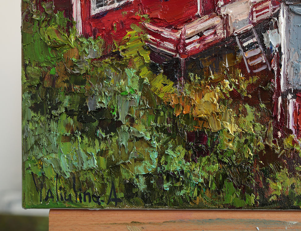Thumbnail: Close-up of impasto texture in Lofoten Norway oil painting