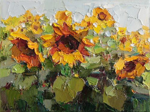 Golden Sunflowers – Original Oil Painting by Anastasiia Valiulina