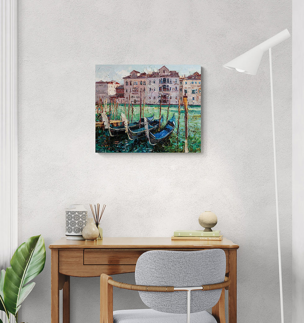 Thumbnail: Cityscape painting of Venice boats in elegant room