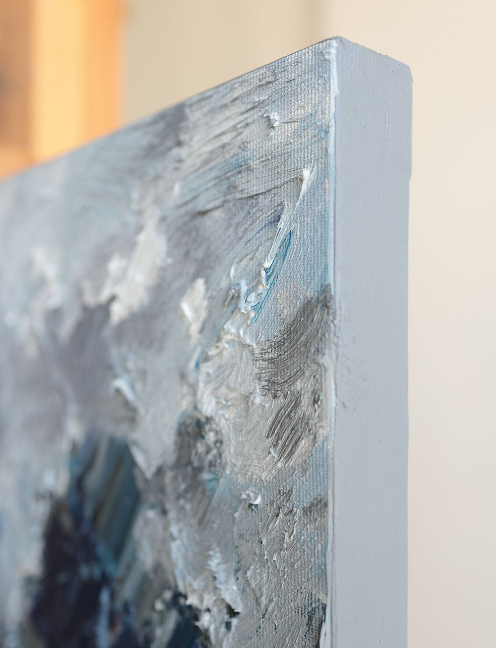 Thumbnail: Close-up of textured mountain peaks in oil painting