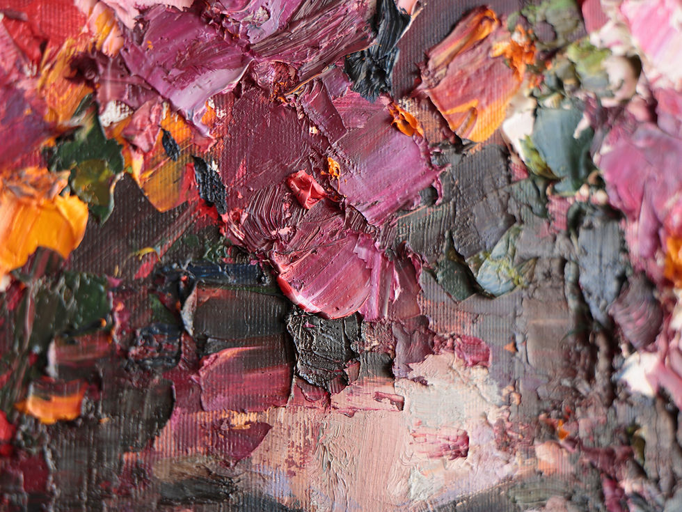 Thumbnail: Palette knife strokes with red and pink flowers