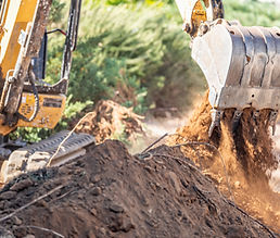 Working Excavator Tractor Digging A Tren
