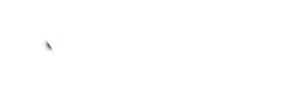 White Meta logo on black background, featuring an infinity symbol followed by the text "Meta" in a modern sans-serif font.