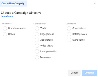 Facebook campaign types