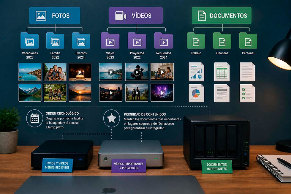 Recomendaciones para distribuir fotos, vídeos y documentos segun su importancia | En la era de la IA y la ciberseguridad el almacenamiento fisico vuelve lo que ya no quieres guardar en casa ni en la nube