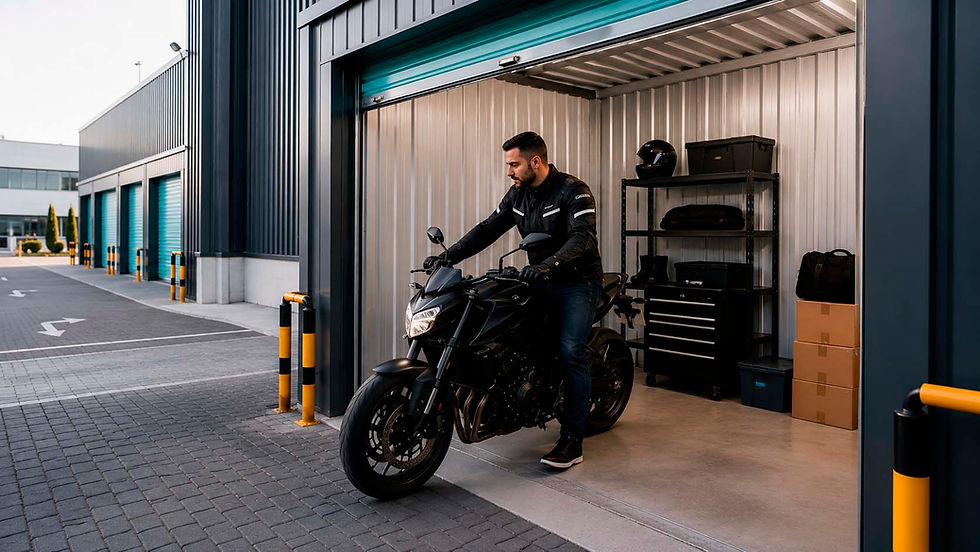 Acceder directamente con el vehículo facilita mucho el almacenamiento.| Trastero para guardar una moto en Barcelona la alternativa al parking cuando te falta espacio jpg