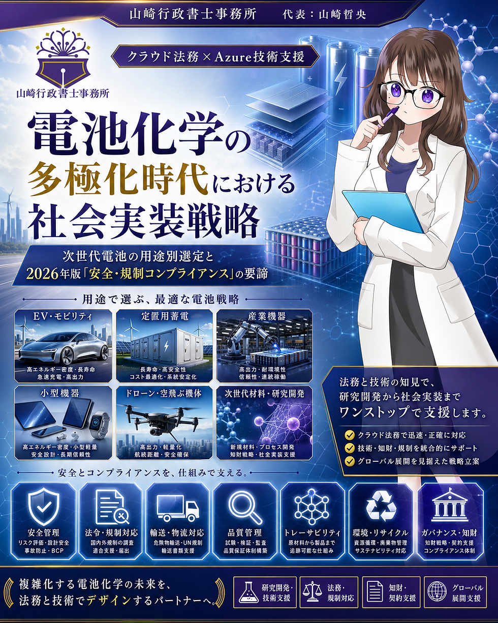 電池化学の多極化時代における社会実装戦略:次世代電池の用途別選定と2026年版「安全・規制コンプライアンス」の要諦