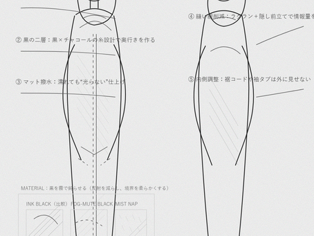 NORIO 2026 AUTUMN|LOOK 04「FOG-MUTE BLACK SHELL」— 黒を“霧で鈍らせる”素材設計