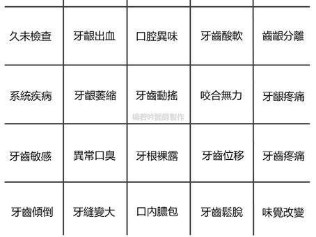 牙周病賓果連連看