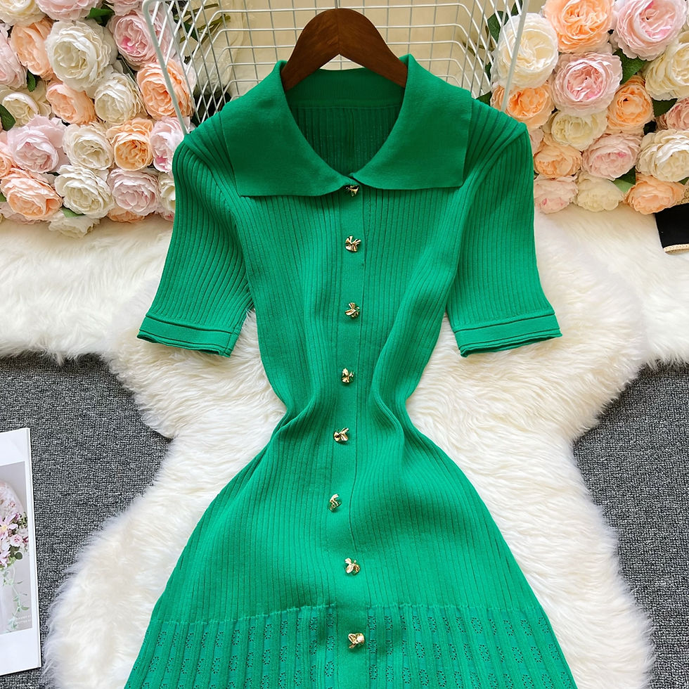 Miniatura: YuooMuoo Brand Fashion Vintage Turn-down Collar Knit Maxi Dress Elegant Single-b