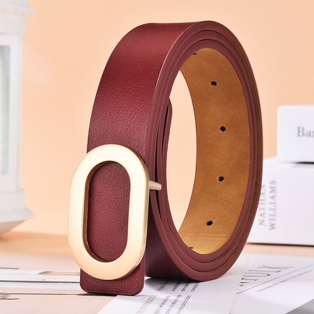 Miniatura: Belt For Women Round Square Buckle Pin Buckle Jeans Black Belt Chic Luxury Brand