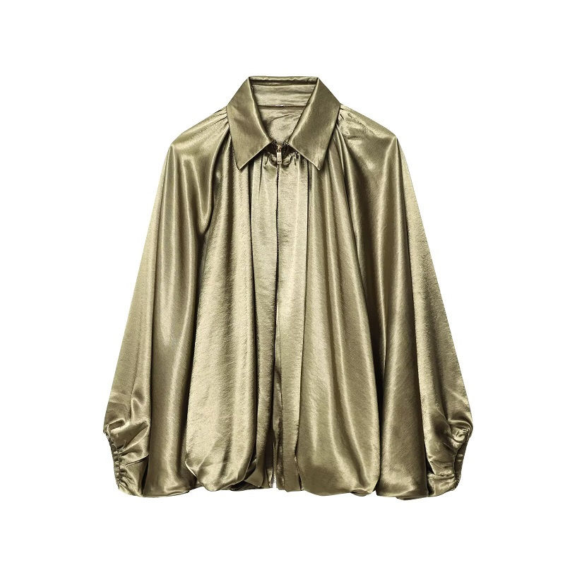 Miniatura: MUJER Ruched Bomber Jackets for Women Puffy Oversized Jacket Woman Summer Coats 