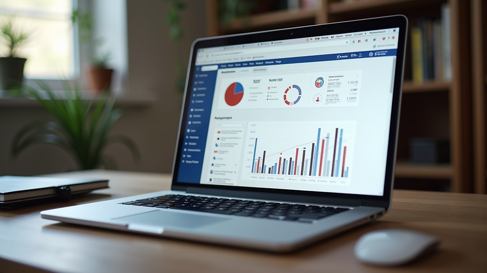 High angle view of a laptop screen showing recruitment software dashboard