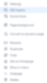 Wix menu showing link to set SEO basics for each page on your website